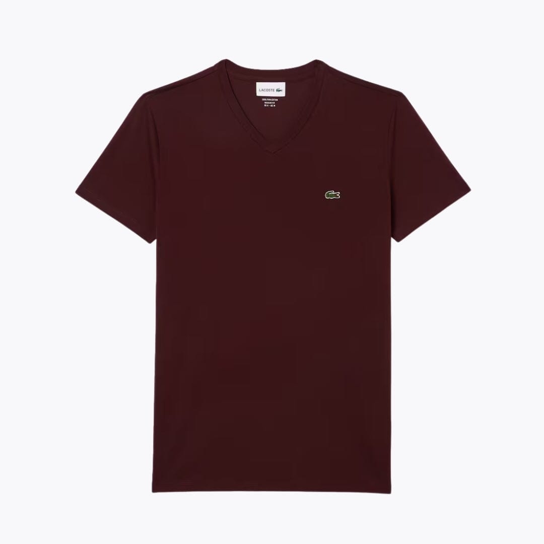 Camiseta de manga corta con cuello en V de algodón Pima ligero LC