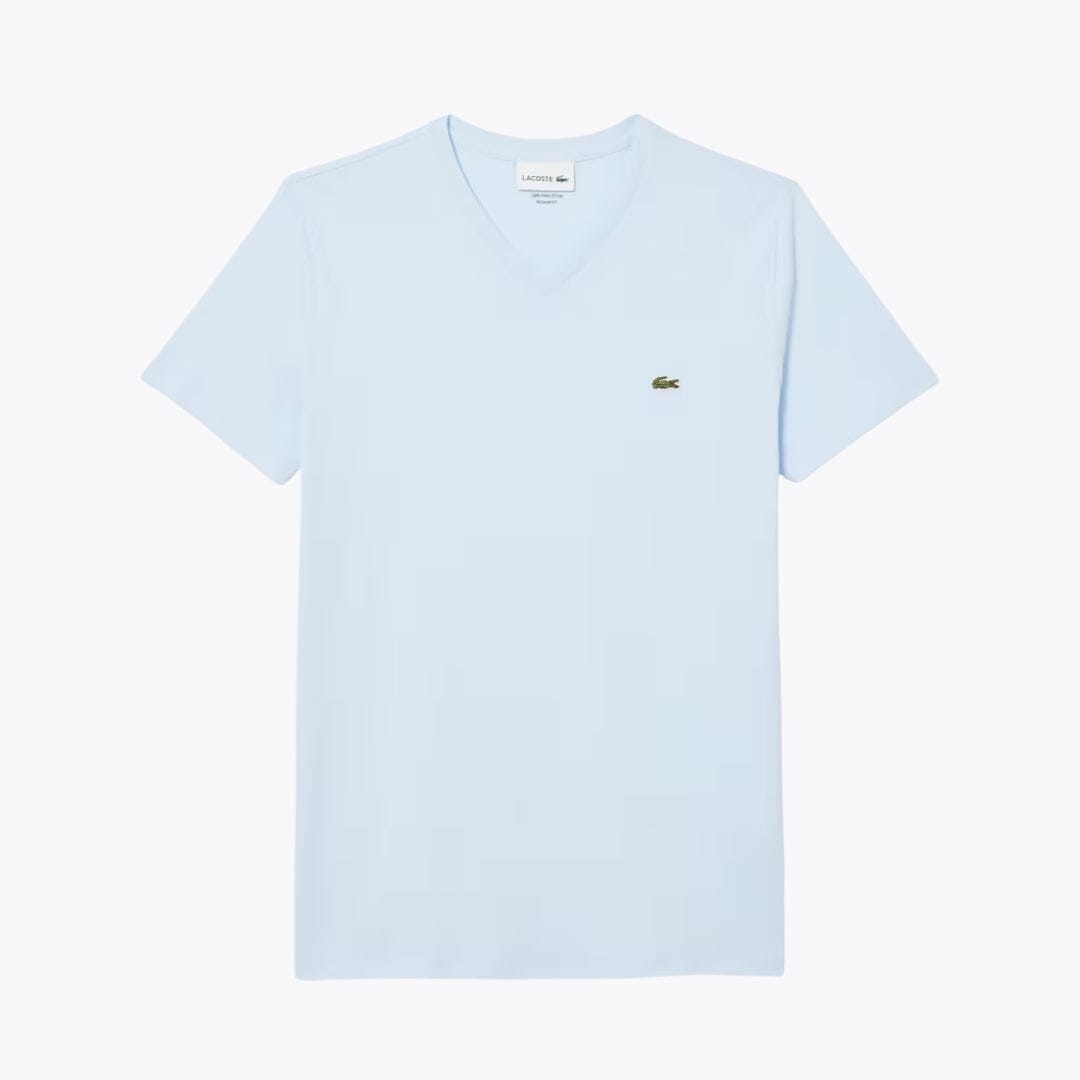 Camiseta de manga corta con cuello en V de algodón Pima ligero LC