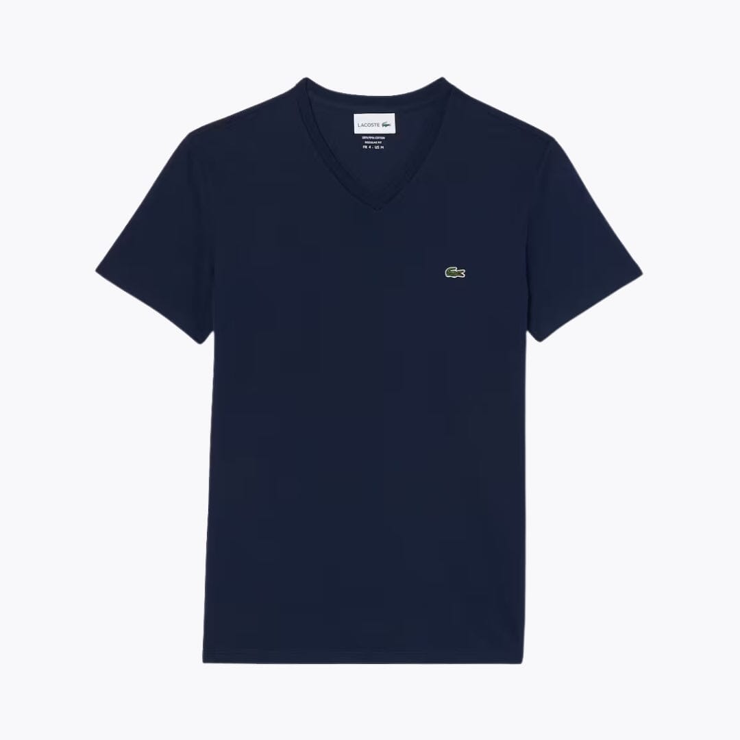 Camiseta de manga corta con cuello en V de algodón Pima ligero LC