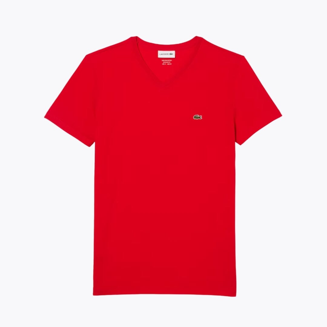 Camiseta de manga corta con cuello en V de algodón Pima ligero LC