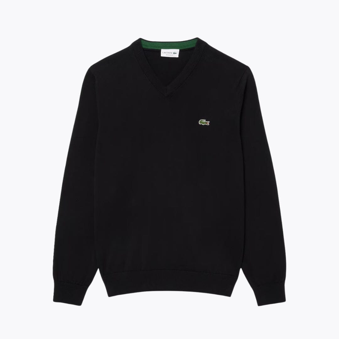 LC Pull monochrome en coton à col en V