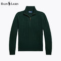 RL Kaschmirpullover mit Zopfmuster und Viertelreißverschluss