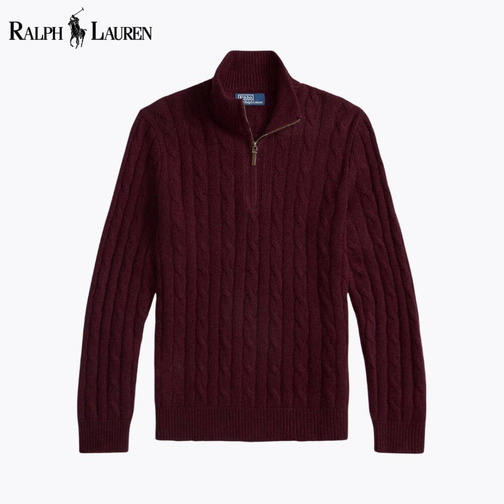Jersey de cachemira de punto trenzado con cremallera de un cuarto RL