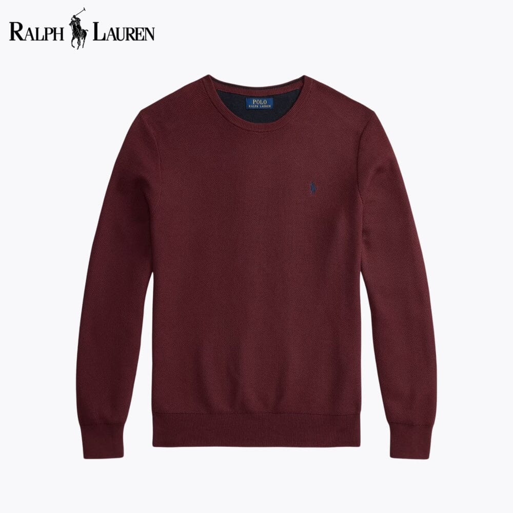 Pull en coton tricoté en maille à col rond RL