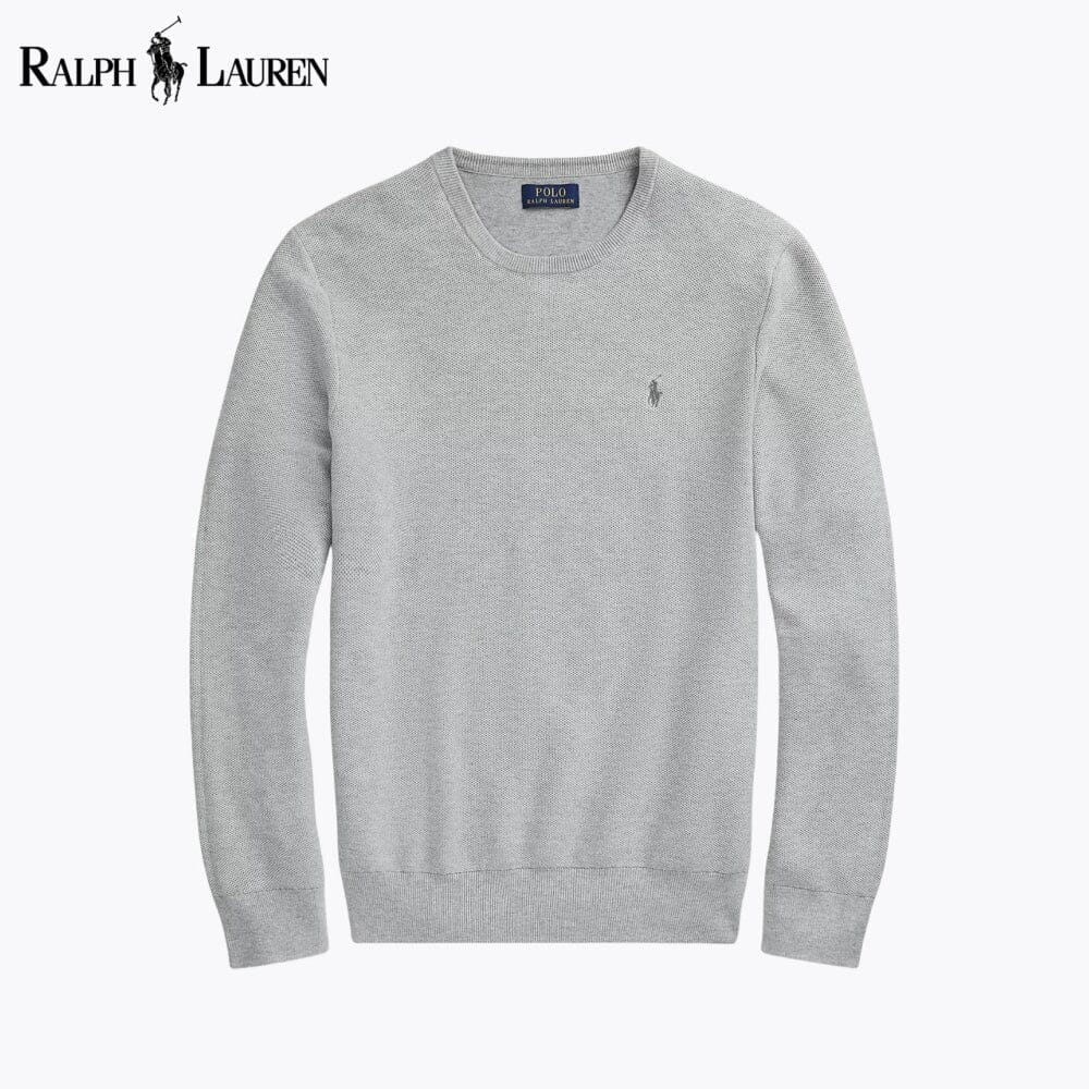 Pull en coton tricoté en maille à col rond RL