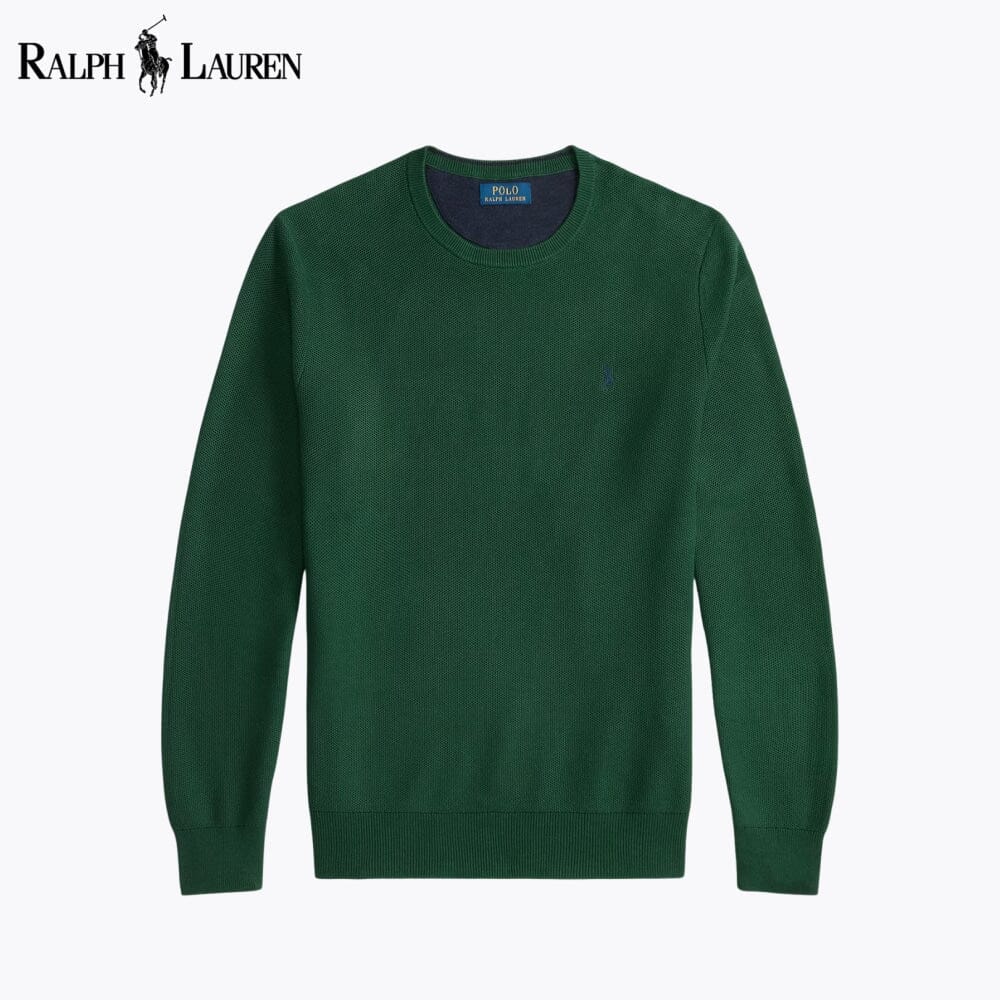 Pull en coton tricoté en maille à col rond RL