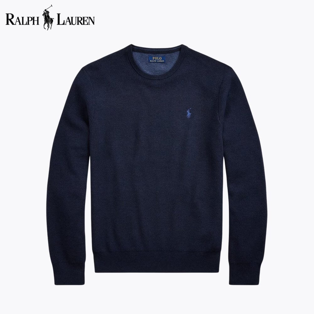 Pull en coton tricoté en maille à col rond RL