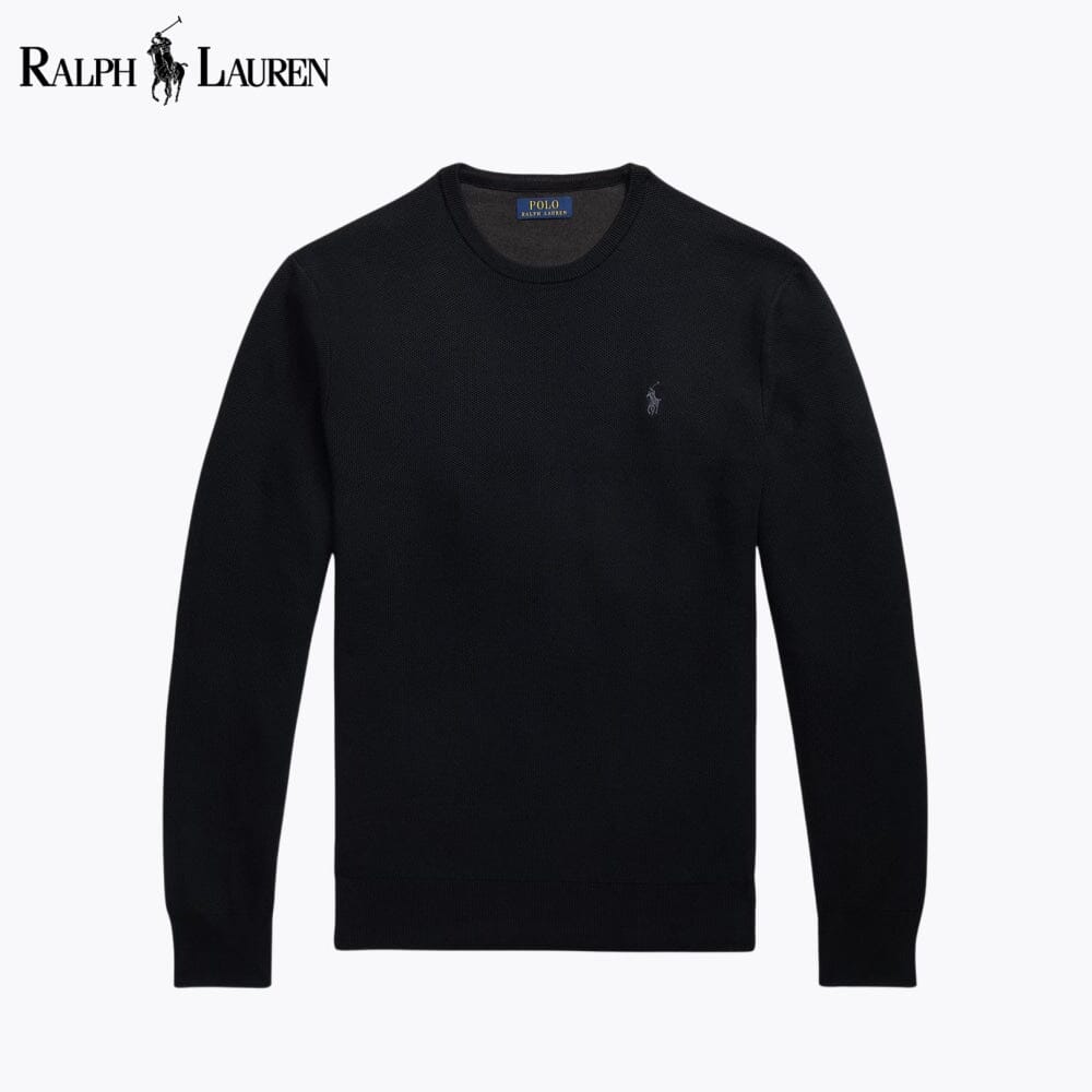 Pull en coton tricoté en maille à col rond RL
