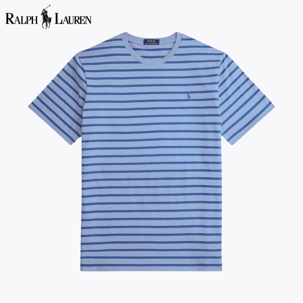 T-shirt à col rond en jersey rayé RL