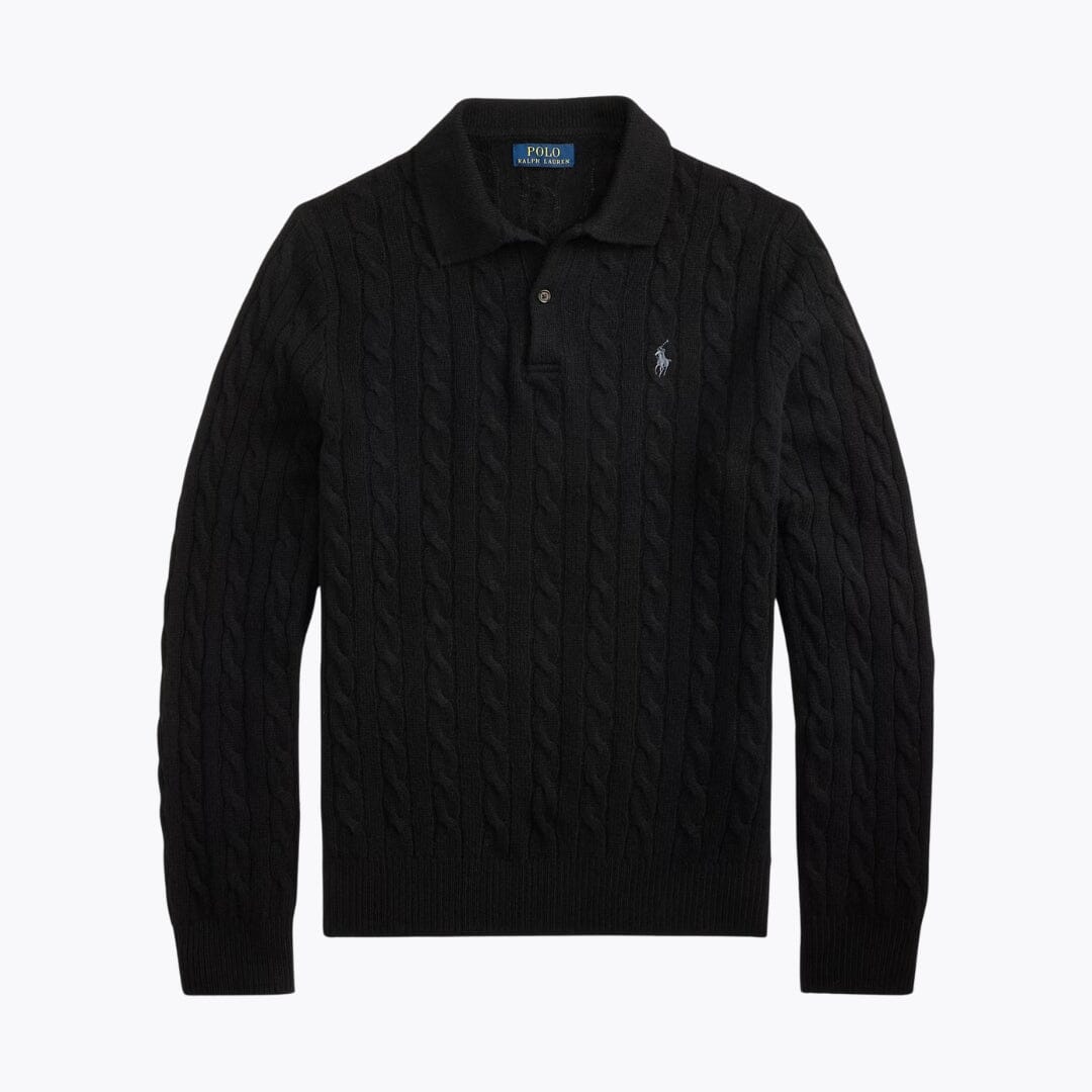 Camisola RL de lã e caxemira com malha entrançada