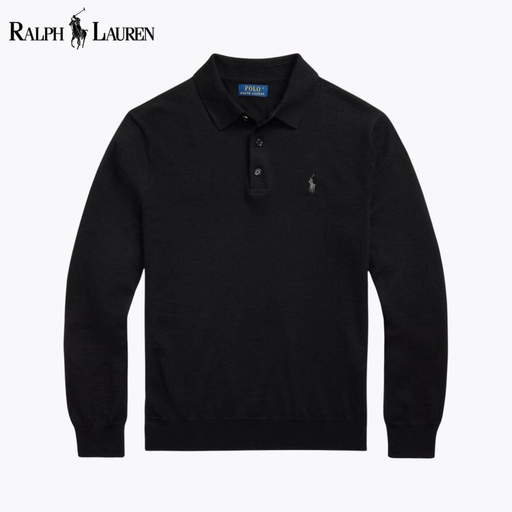Camisola RL de lã com gola de polo